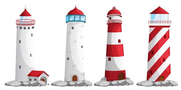 Ensemble de phare sur fond blanc