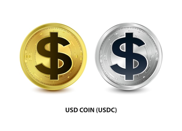 Ensemble De Pièces D'or Et D'argent Usd Coin Usdc Monnaie Numérique Symbole De Crypto-monnaie