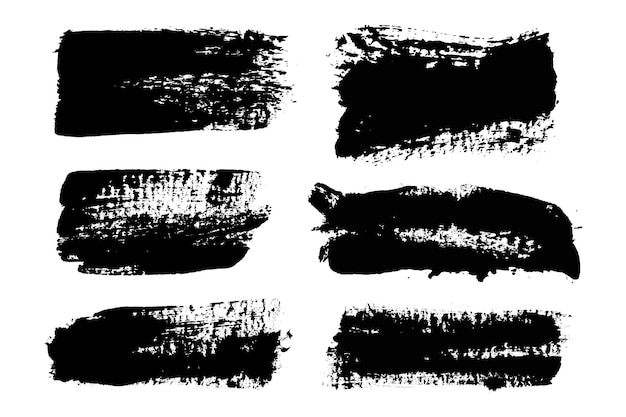 Un ensemble de pinceaux vectoriels, des éléments de conception grunge, une boîte de texte rectangulaire, des bannières de texture de détresse sale, des éclaboussures d'encre, des objets peints grunge.