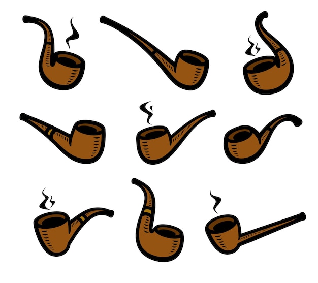 Ensemble de pipes à tabac Collection icône pipes à tabac Vector
