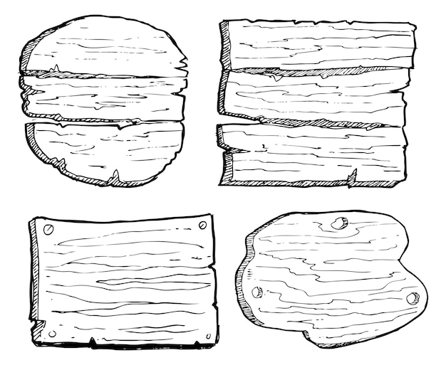 Vecteur ensemble de planche de bois grunge