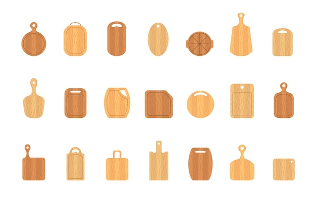 Ensemble De Planches à Découper En Bois Ustensiles De Cuisine De Différentes Formes