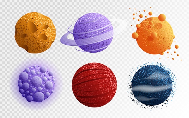 Un ensemble de planètes dans un style détaillé fantastique