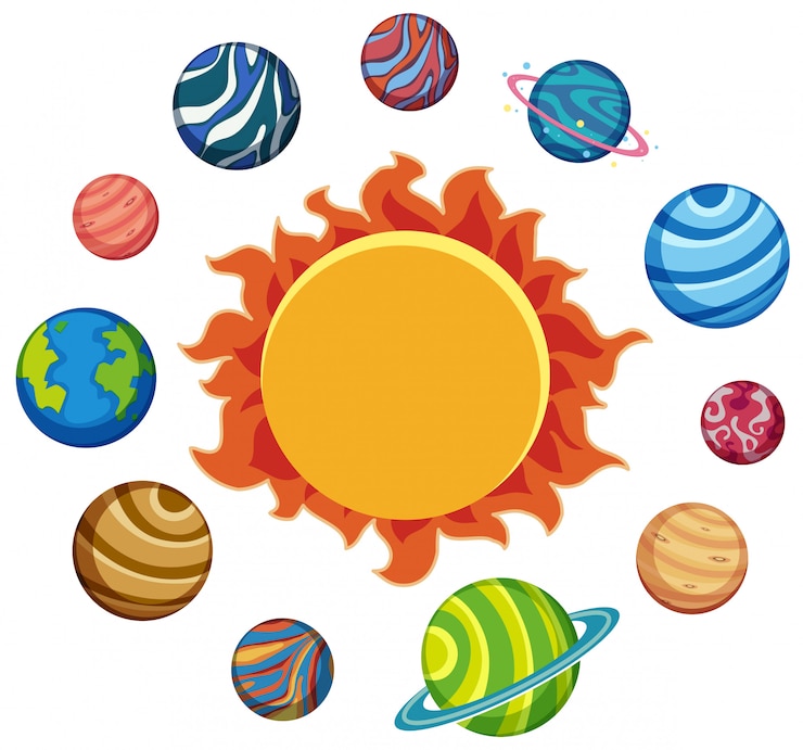 Vecteur ensemble de planètes et de soleil