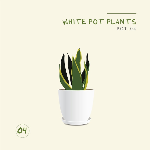 Vecteur ensemble de plantes en pot blanc