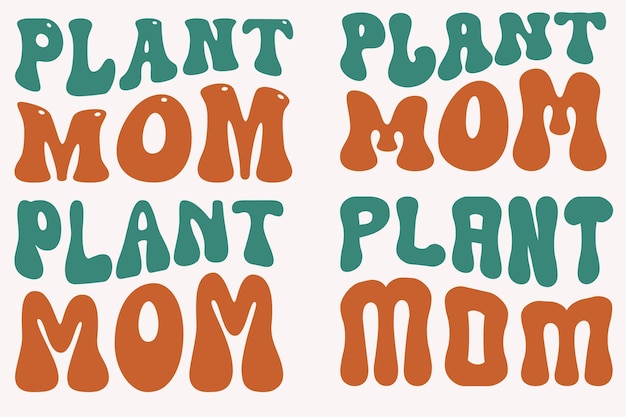 Un Ensemble De Plantes Qui Sont étiquetées Plante De Maman T-shirt Svg Ondulé Rétro