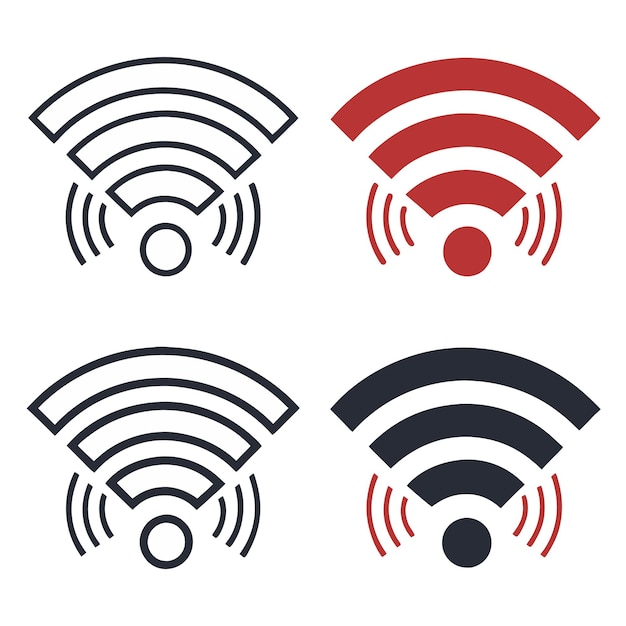 Un ensemble plat de symboles wifi Internet sans conception d'icône de guerre