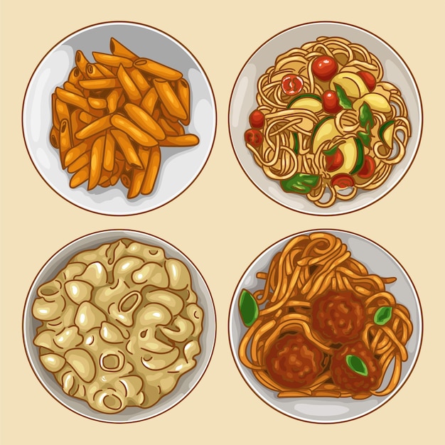 Un ensemble de plats de pâtes américains populaires