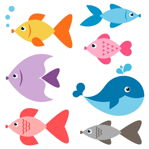 Ensemble de poissons colorés