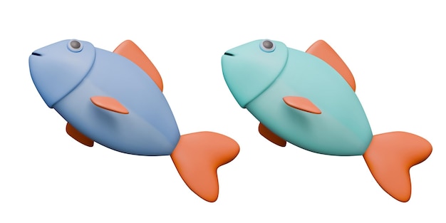 Ensemble de poissons vecteurs de différentes couleurs Modèles isolés sur fond blanc