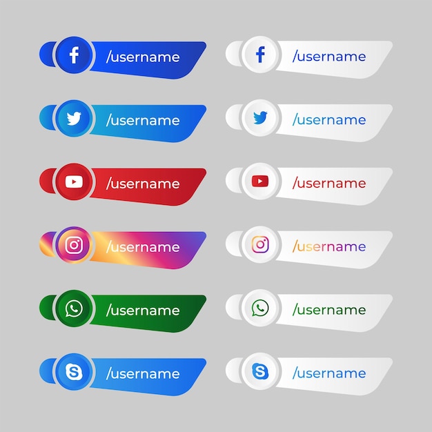 Vecteur ensemble populaire d'icônes de médias sociaux tiers inférieur modèle de gradient vectoriel de conception de bannière web