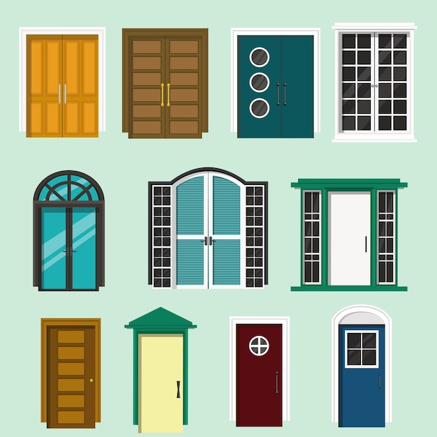 Ensemble de portes dans diverses formes et style