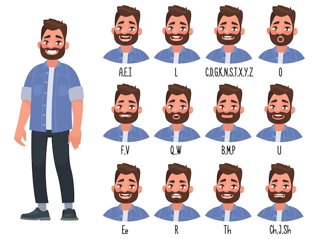 Ensemble De La Position Des Lèvres Lors De La Prononciation Des Mots Pour L'animation Du Personnage Parlant