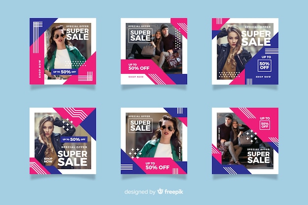 Ensemble de post Instagram poste de vente de mode abstraite