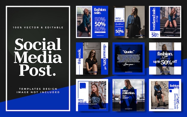 Vecteur ensemble de poste instagram vente mode abstraite