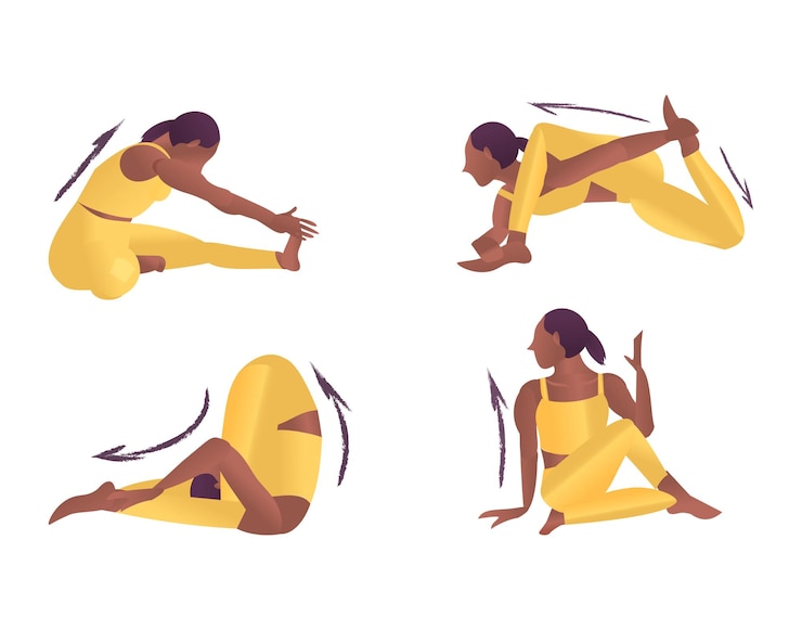 Vecteur ensemble de postures de yoga