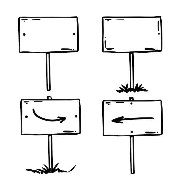 Vecteur ensemble de poteaux de guidage vectoriels dessinés à la main