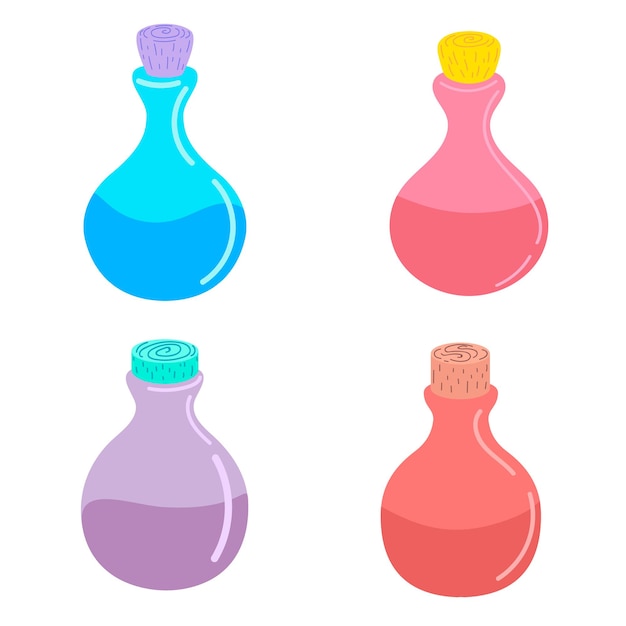 Ensemble De Potion Magique. Illustration Vectorielle.