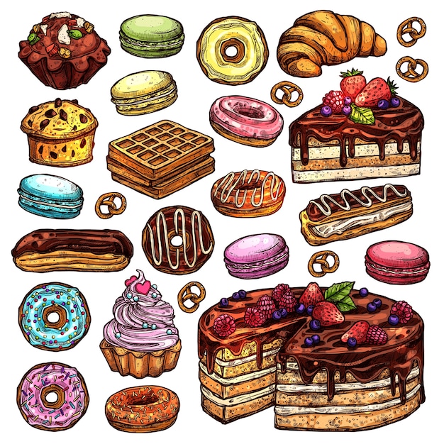 ensemble de produits de boulangerie et de bonbons
