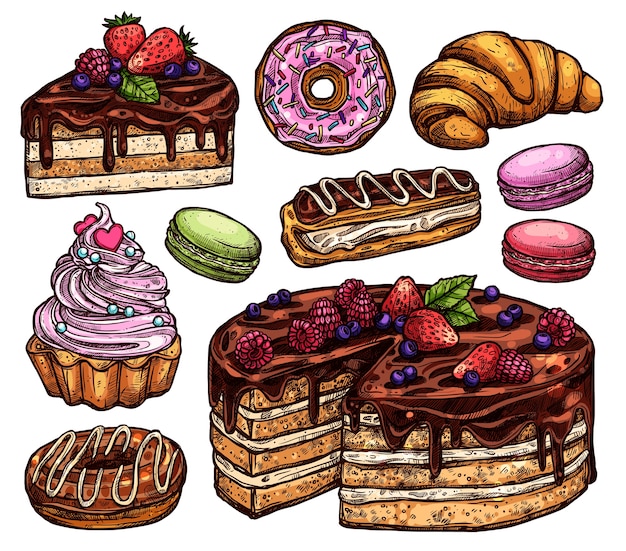 ensemble de produits de boulangerie et de bonbons