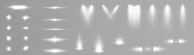 Vecteur ensemble de projecteurs et d'effets d'éclairage vectoriel png