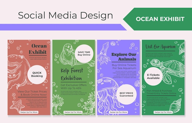 Ensemble de publication sur le réseau Internet avec promotion d'exposition sur l'océan