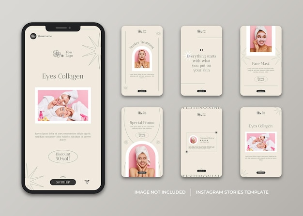 Ensemble De Publications D'histoires Instagram De Produits De Soin De La Peau