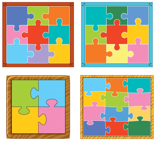 Ensemble De Puzzle Coloré Sur Le Cadre