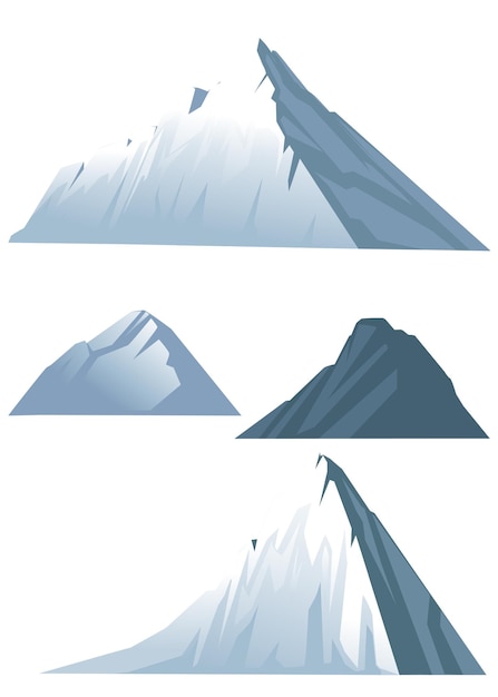 Ensemble De Quatre Hautes Montagnes En Illustration Plate D'hiver