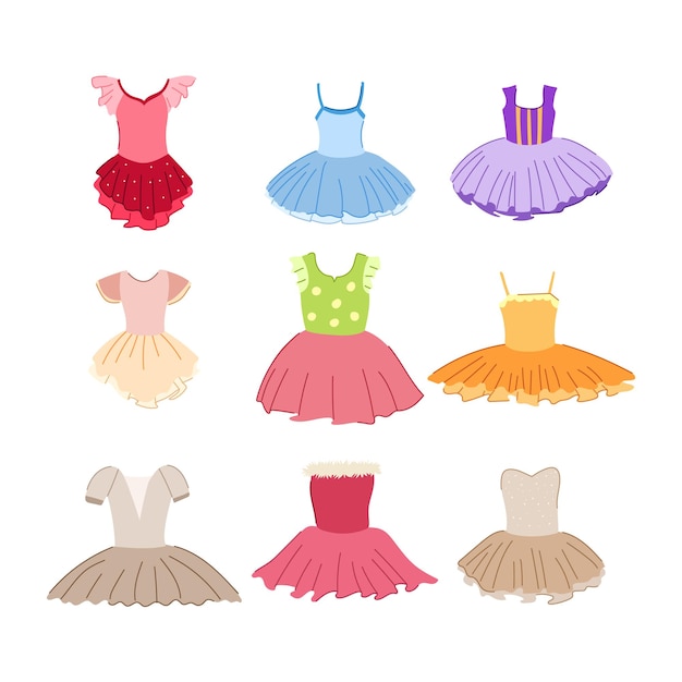 ensemble de robes de ballerine illustration vectorielle de dessin animé