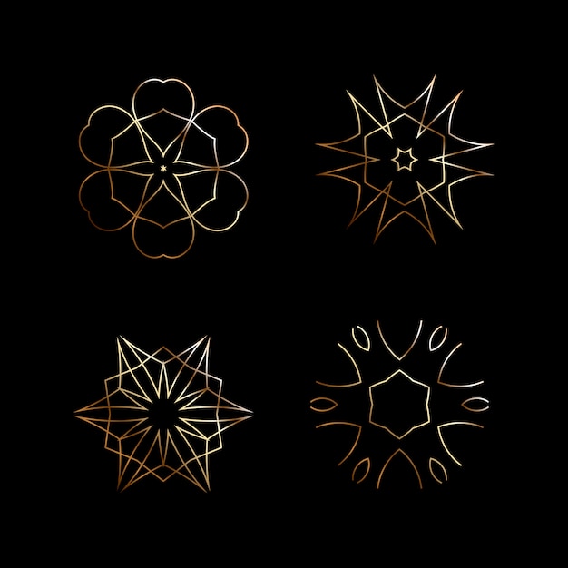 Ensemble De Rosettes Ornementales. élément D'or