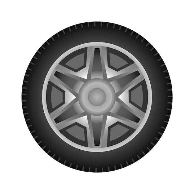 Vecteur ensemble de roues de voiture pneus automobiles icône de disque de roue isolé sur fond blanc conception de jantes automobiles
