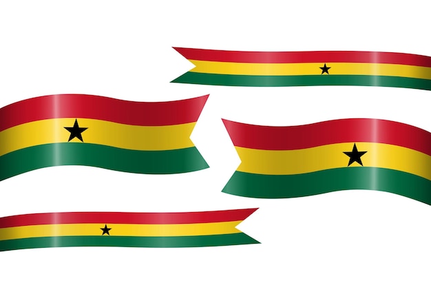 Vecteur ensemble de ruban de drapeau avec les couleurs du ghana pour la décoration de la célébration du jour de l'indépendance