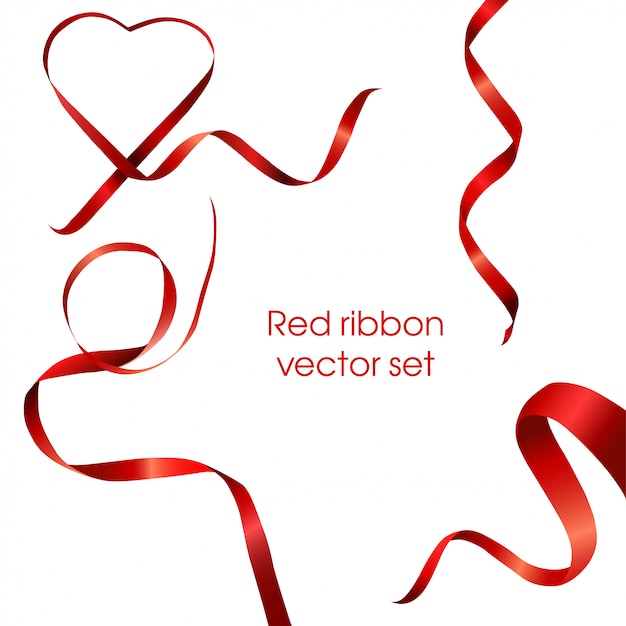 Ensemble de ruban ruban vecteur coeur rouge