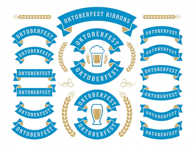 Ensemble De Rubans Et étiquettes Fête Du Festival De La Bière Célébration Oktoberfest