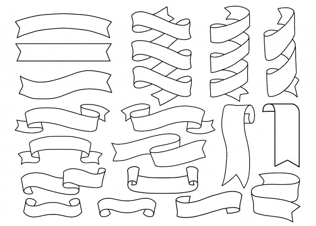 Ensemble De Rubans Isolés Sur Fond Blanc.