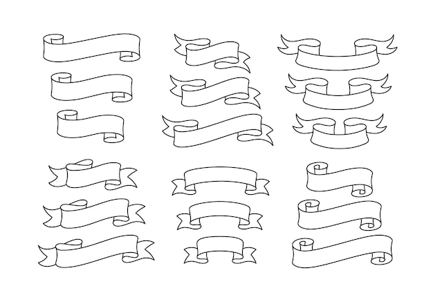 Ensemble De Rubans Linéaires Rubans Plats Modernes De Différentes Formes