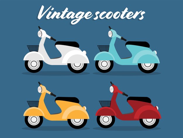 Vecteur ensemble de scooters vintage