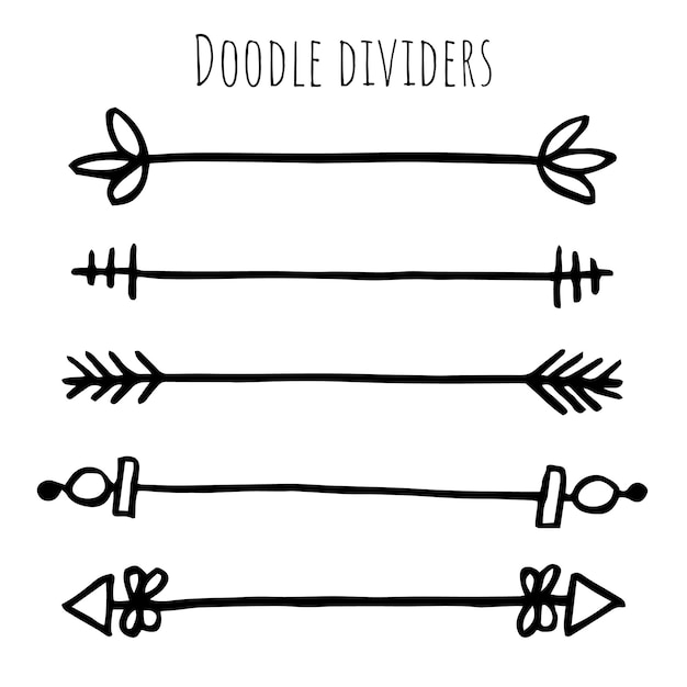 Ensemble de séparateurs dessinés à la main Éléments décoratifs ornementaux Conception d'éléments vectoriels doodle