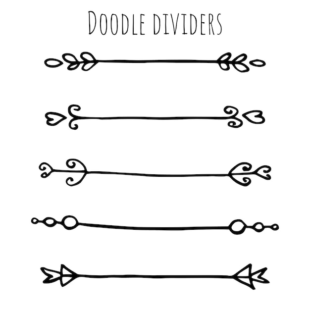 Ensemble de séparateurs dessinés à la main Éléments décoratifs ornementaux Conception d'éléments vectoriels doodle