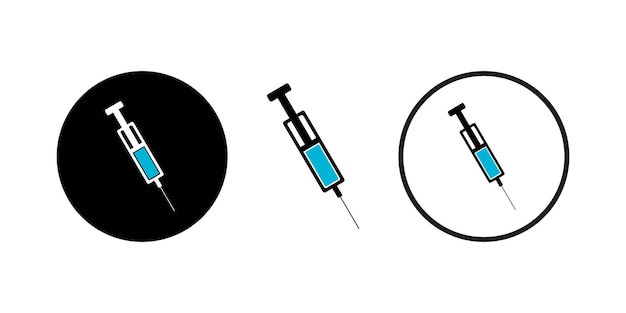 Un ensemble de seringues médicales Icône de vaccin et de seringue Illustration vectorielle d'injection