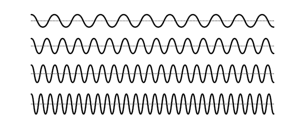 Vecteur ensemble de signaux sinusoïdaux collection d'ondes sonores à courbe noire concept audio vocal ou musical pulsation