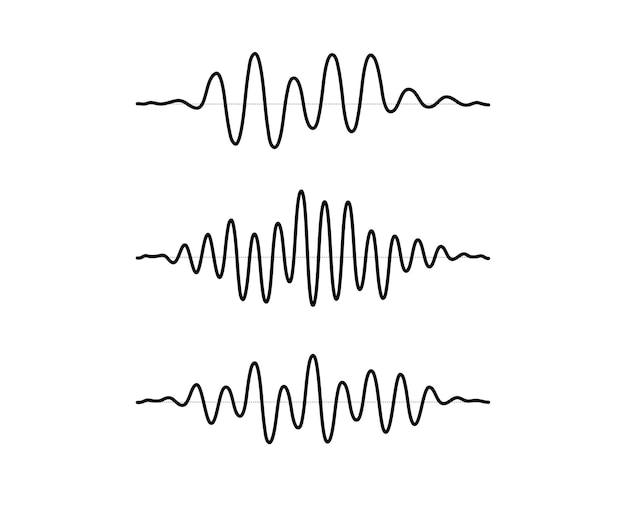 Vecteur ensemble de signaux sinusoïdaux. collection d'ondes sonores à courbe noire. concept audio voix ou musique lignes palpitantes