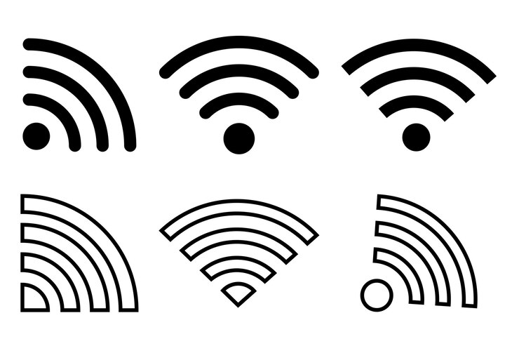 Vecteur ensemble de signaux wifi technologie informatique réseau internet communication numérique diffusion internet illustration vectorielle