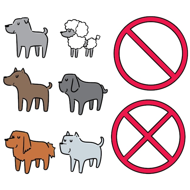 Vecteur ensemble de signe interdit aux chiens