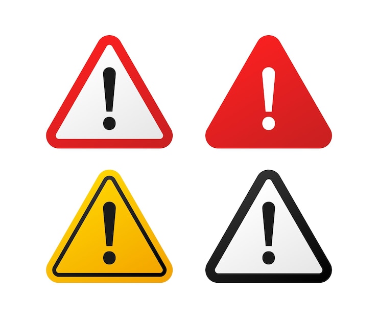 Vecteur ensemble de signes d'avertissement et de danger signe d'attention avec point d'exclamation
