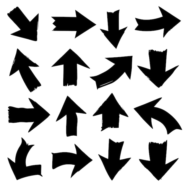 Un ensemble de signes de direction de style dessin animé à flèches