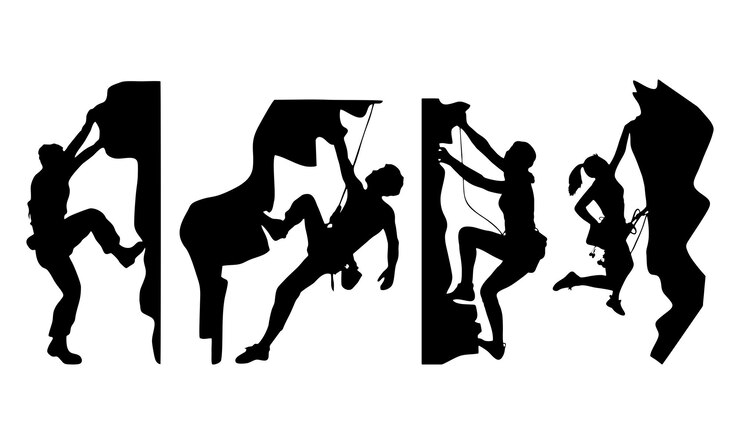 Vecteur ensemble de silhouette d'alpiniste