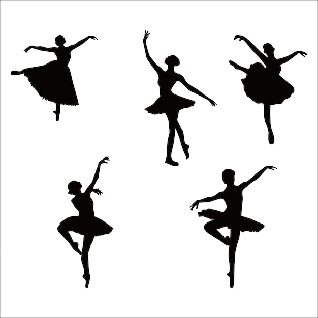 Ensemble De Silhouette De Danseuse De Ballet. Signe De Danse Et Illustration Vectorielle De Symbole