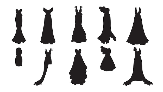 Un Ensemble De Silhouette De Différentes Robes